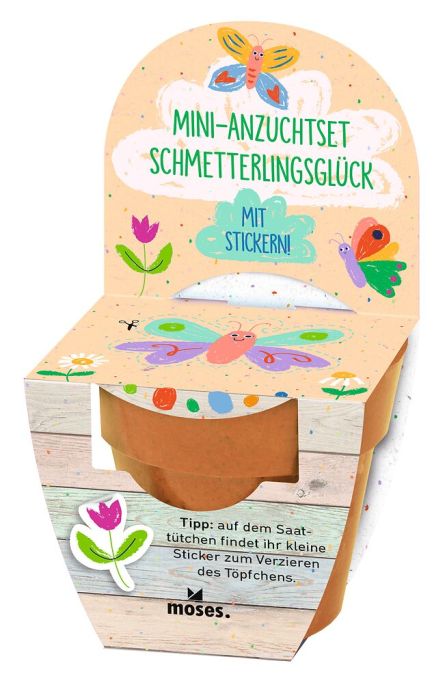 Mini-Anzuchtset mit Stickern Frühlingswiese