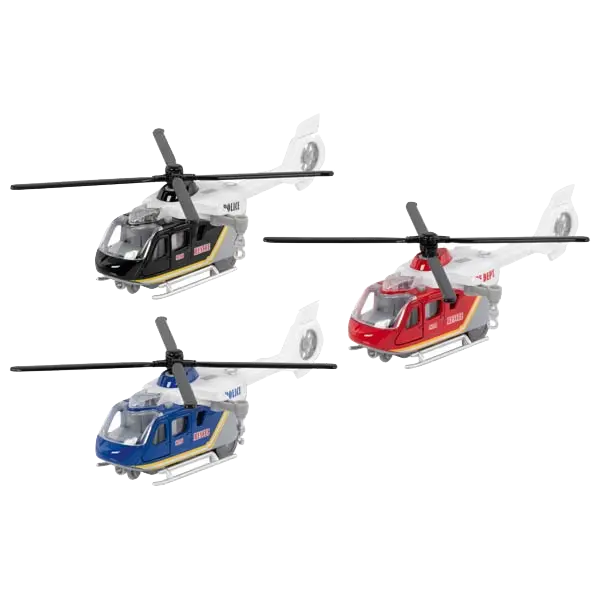 goki Hubschrauber mit Geräusch – Spielzeug-Helikopter aus Spritzguss mit Rückzugmotor