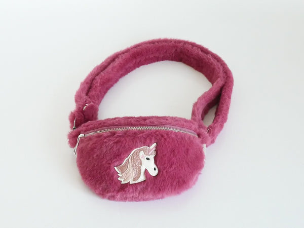 k:s me - Tasche Sidebag Plüsch Einhorn - Fuchsia - mit Plüschgurt
