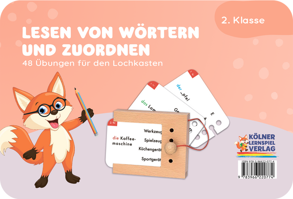 Lesen von Wörtern und Zuordnen - Lochkasten Kartensatz 2. Klasse Deutsch