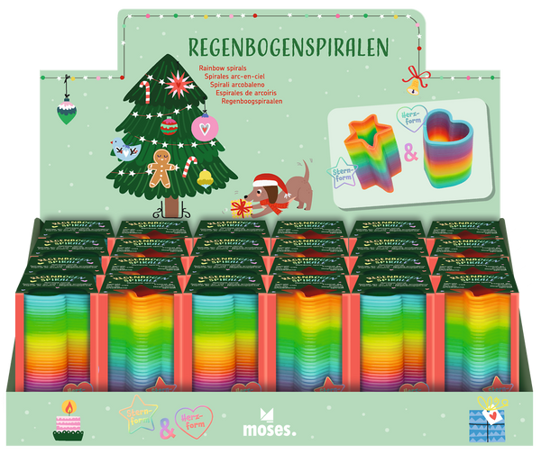 Regenbogen-Spirale Herz & Stern