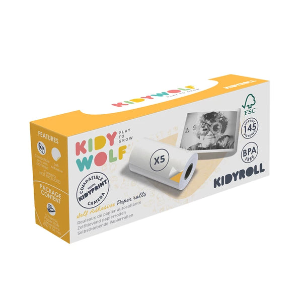 Kidywolf KIDYROLL selbstklebendes Thermopapier 5 Rollen | MAKIMO-KIDYWOLF-418135-418135_1