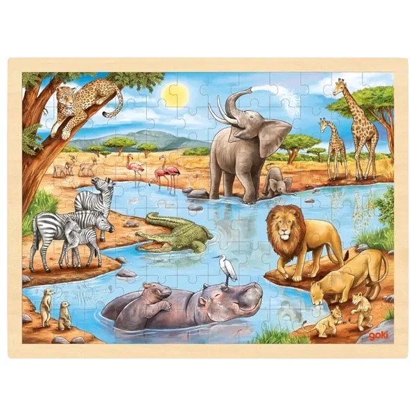 goki Einlegepuzzle Afrikanische Savanne – Holzpuzzle für Kinder