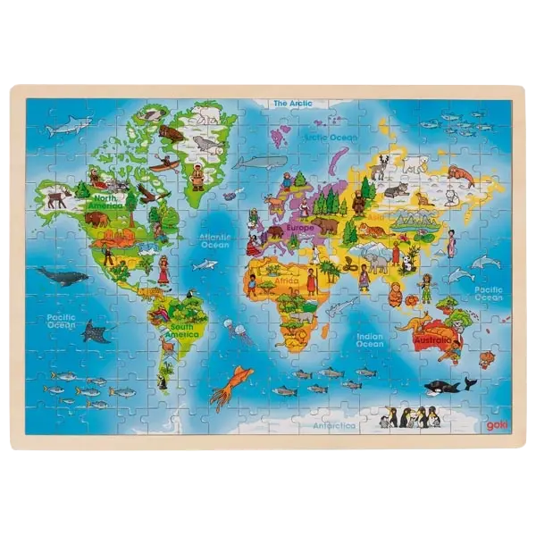 goki Einlegepuzzle Welt – Holzpuzzle für Kinder