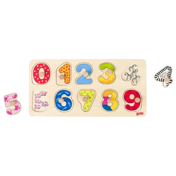 goki Hintergrundbildpuzzle Lerne zählen – Holzpuzzle für Kinder