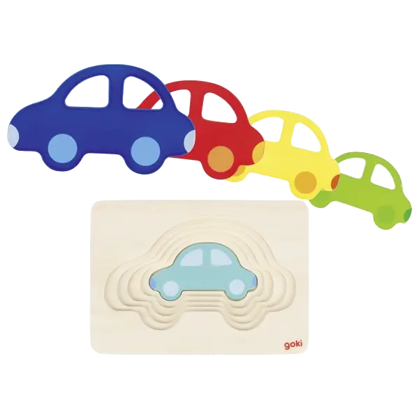 goki Schichtenpuzzle Auto – Holzpuzzle für Kinder
