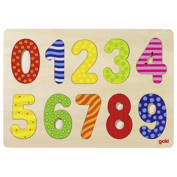 goki Einlegepuzzle Zahlen 0-9 – Holzpuzzle für Kinder