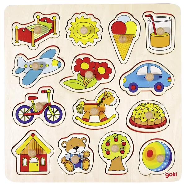 goki Steckpuzzle Schaukelpferd & Ball – Holzpuzzle für Kinder