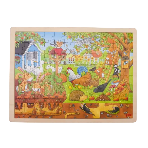 goki Einlegepuzzle Unser Garten über und unter der Erde – Holzpuzzle für Kinder