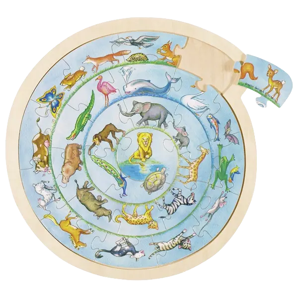 goki Einlegepuzzle Tierkreis – Holzpuzzle für Kinder