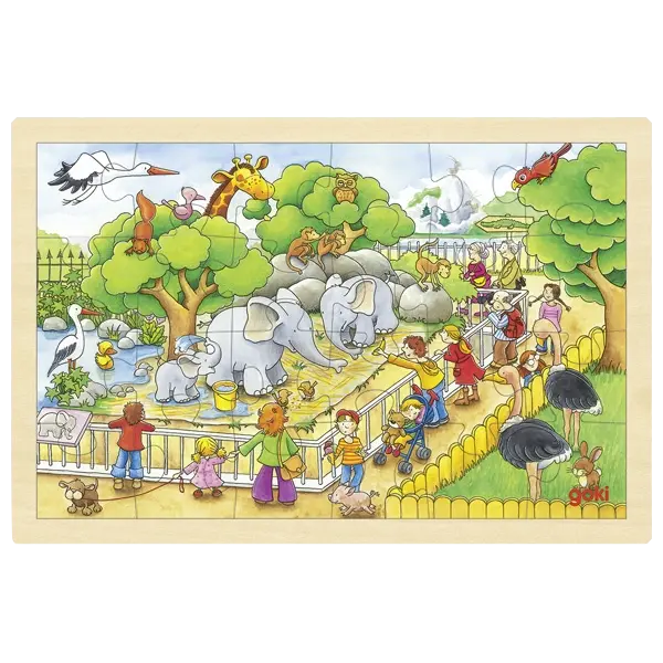 goki Einlegepuzzle Zoobesuch – Holzpuzzle für Kinder