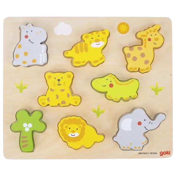goki Einlegepuzzle Wilde Tiere – Holzpuzzle für Kinder