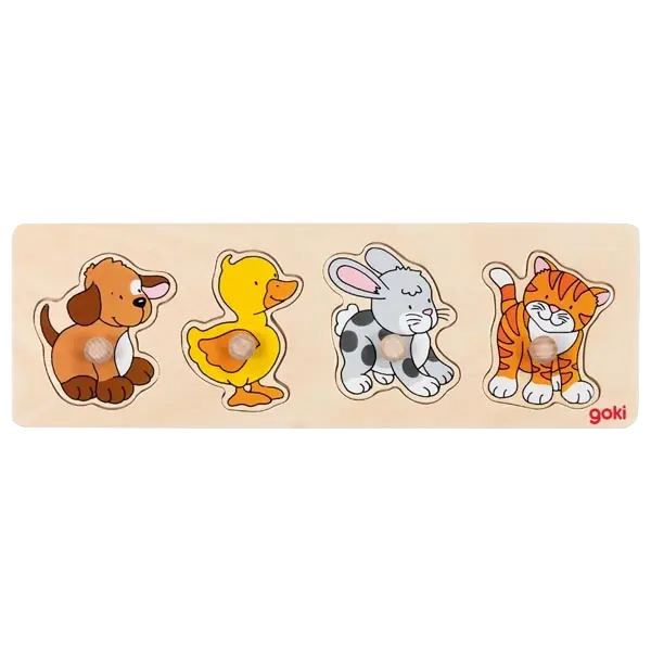 goki Steckpuzzle Hund, Ente & Co. – Holzpuzzle für Kinder