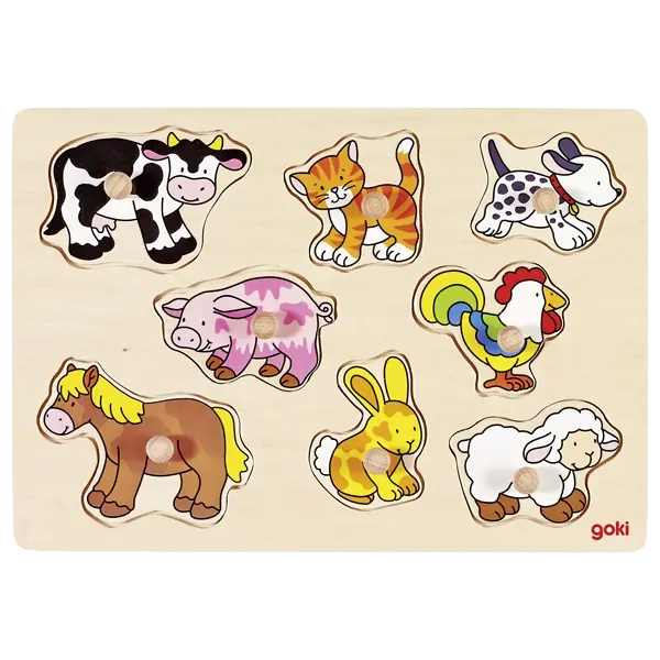 goki Steckpuzzle Bauernhof VII – Holzpuzzle für Kinder