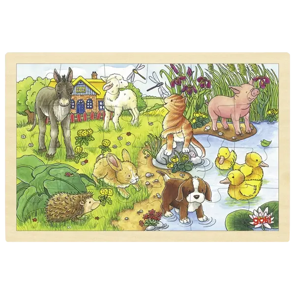 goki Einlegepuzzle Tierkinder II – Holzpuzzle für Kinder