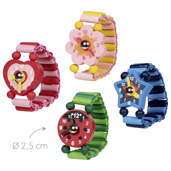 goki Holzuhr mit elastischem Armband – Spielzeuguhr aus Holz mit Armband