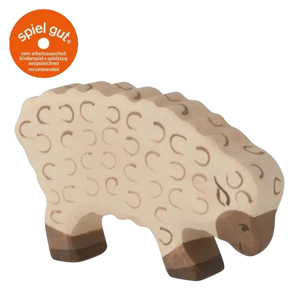 Holztiger Schaf, fressend – Holztier zum Spielen
