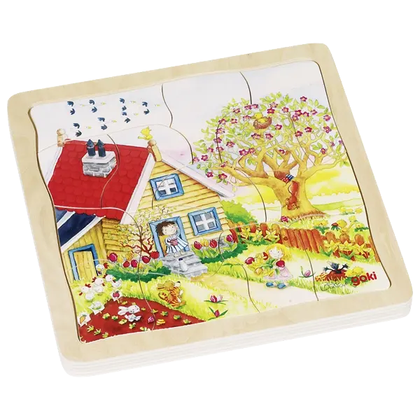 goki Schichtenpuzzle Jahreszeiten – Holzpuzzle für Kinder