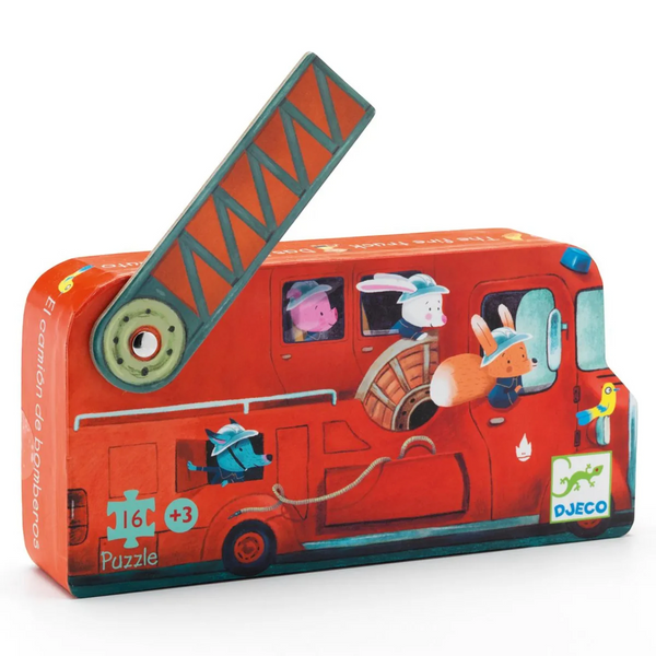 DJECO Puzzle Feuerwehrauto - 16 Teile Silhouetten-Box - Makimo - Smart Kids