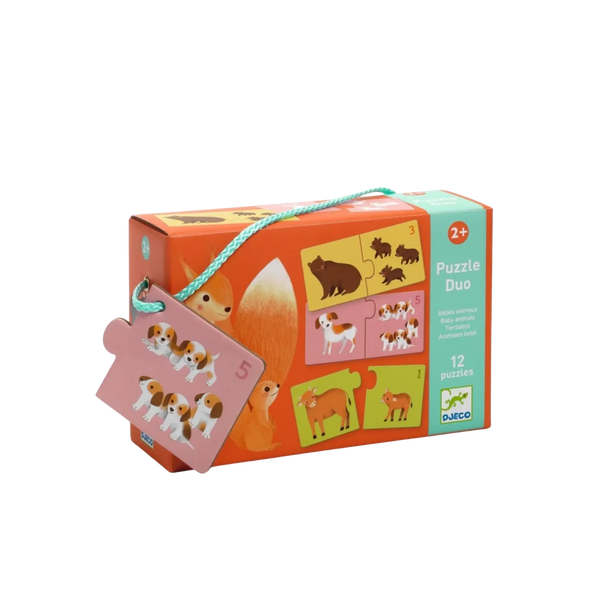 DJECO - Lernspiel Puzzle duo Tierbabys - Mutter-Kind Zuordnungspuzzle