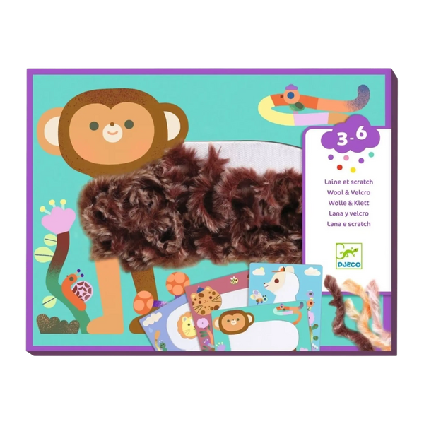 DJECO Bastelpackung 3-6: Flauschige Freunde - Flauschige Wolle Kreativset für Kinder
