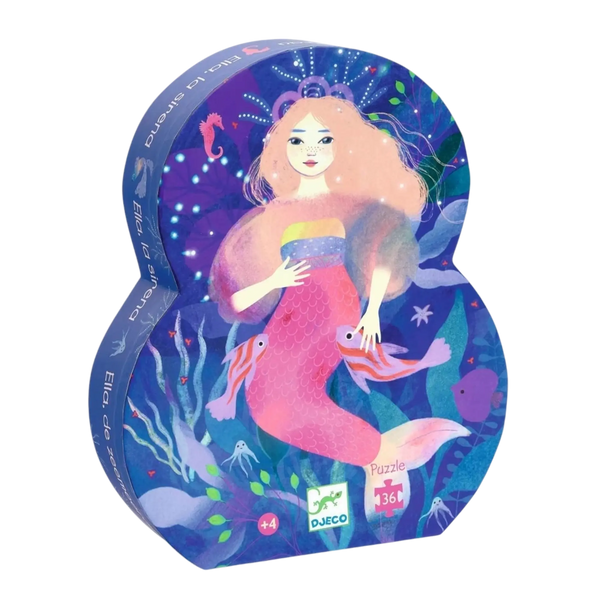 DJECO Puzzle Meerjungfrau Ella - 36 Teile Silhouetten-Box