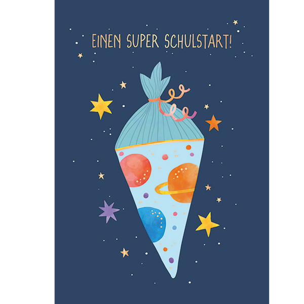 Grafikwerkstatt - Doppelkarte Schulanfang – Ein Super Schulstart Space