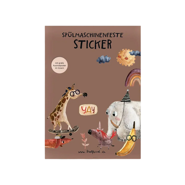 HALFBIRD Spülmaschinenfeste Sticker "Allerlei" - 18 Aufkleber für glatte Oberflächen