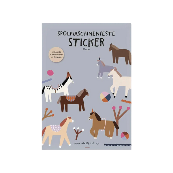 HALFBIRD Spülmaschinenfeste Sticker "Pferde" - 22 Aufkleber für glatte Oberflächen