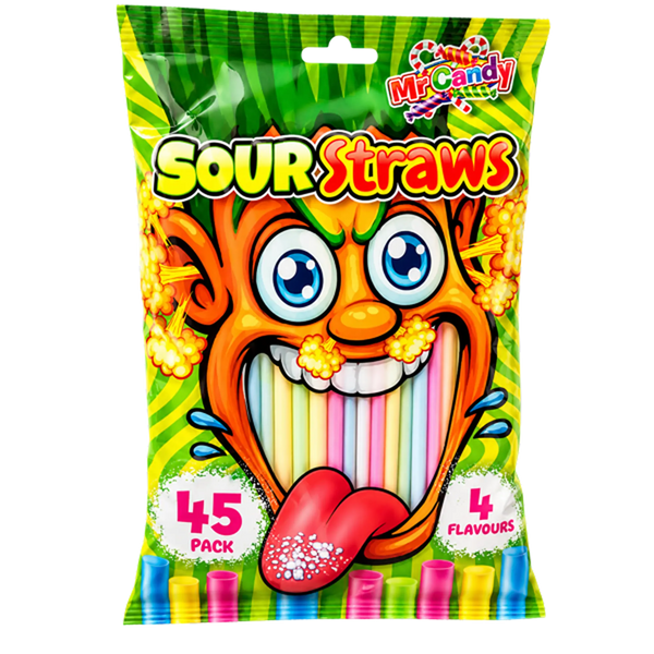 Mr Candy Sour Straws – Saure Frucht-Strohhalme 135 g