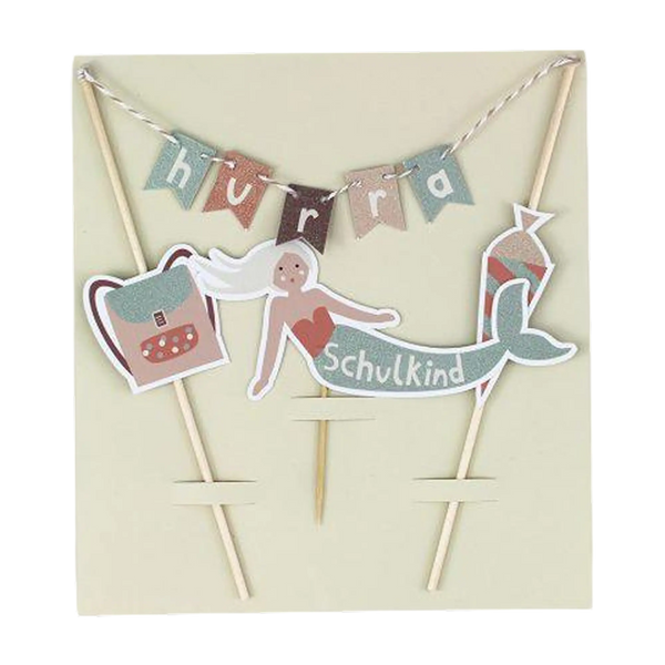 ava&yves - Cake Topper mit Glitzer Meerjungfrau (Under the Sea) – Schulkind