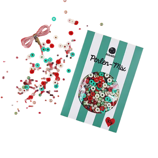 ava&yves - Perlenset – für kreative Projekte - Rot-Mint
