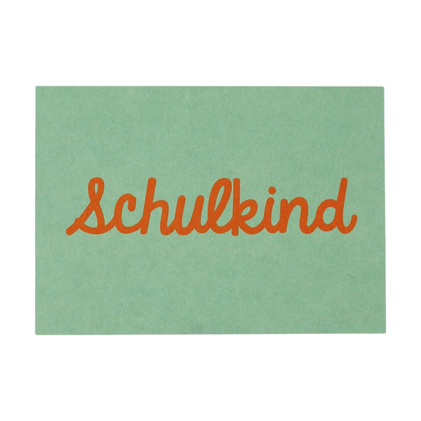 ava&yves - Postkarte "Schulkind" grün/orange