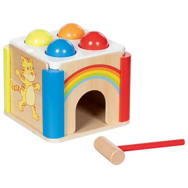 goki Klopfkiste Regenbogen mit austauschbaren Seitenteilen – Klopfkiste aus Holz