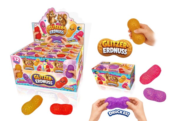 Fun Trading Stretchy Glitzer Erdnuss – Squishy 11 cm