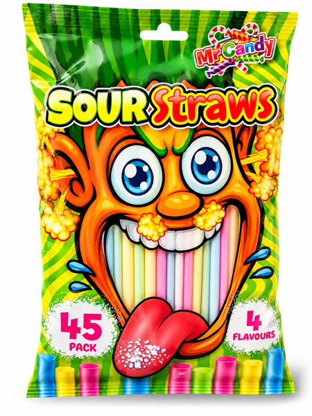Mr Candy Sour Straws – Saure Frucht-Strohhalme 135 g