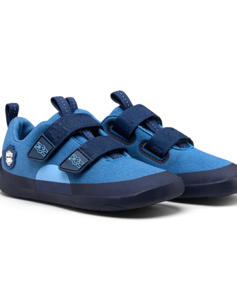 Affenzahn Barfußschuh aus Baumwolle Lucky - Bär, Blau