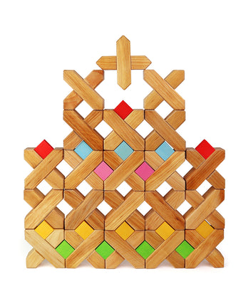 Bauspiel X-Klötze – 48 Holzbausteine für kreatives Bauen und Lernen