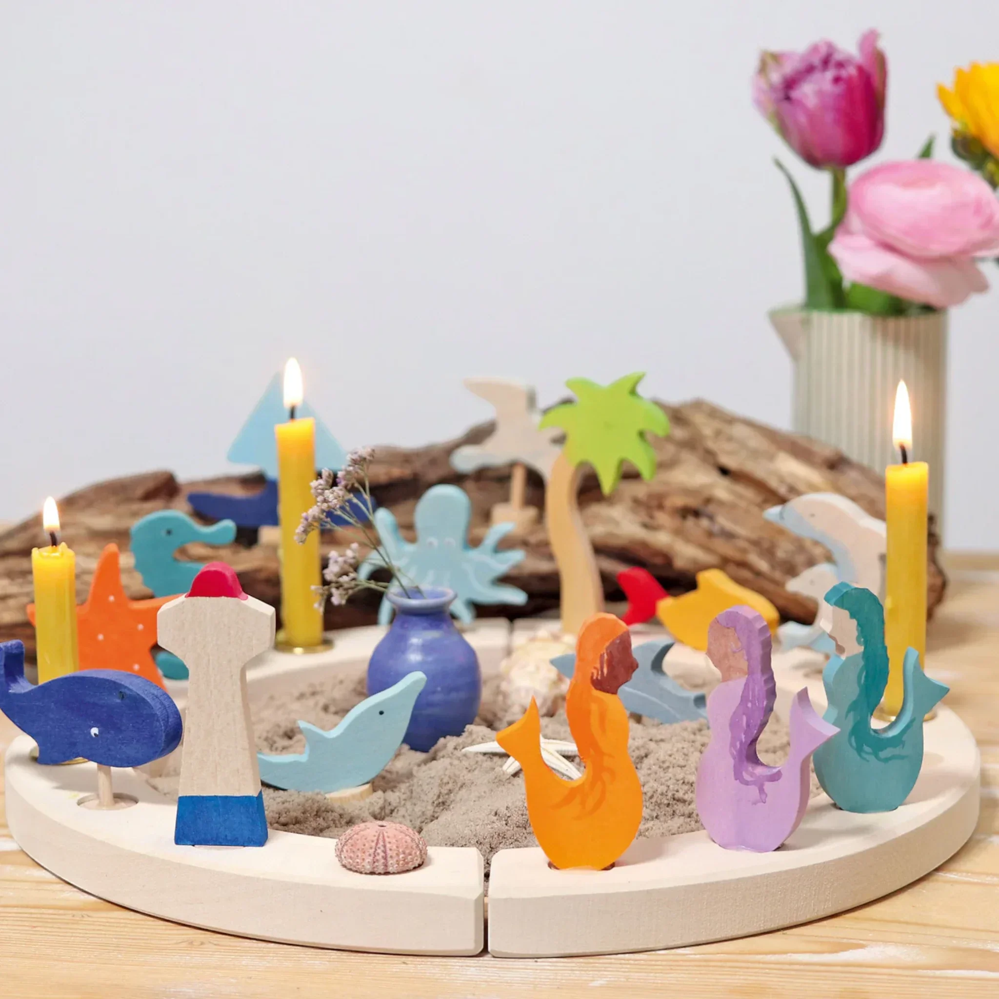 GRIMM'S Steckfigur Meerjungfrau Amethyst - Handbemalte Holzfigur für Festtagsringe - Makimo - Smart Kids