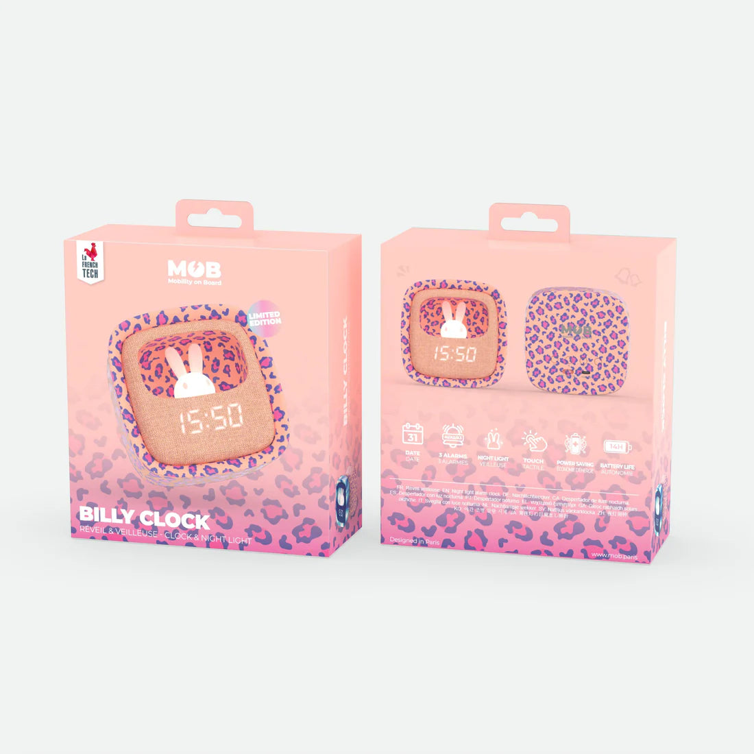 Billy Nachtlicht und Wecker - Leopard Rose
