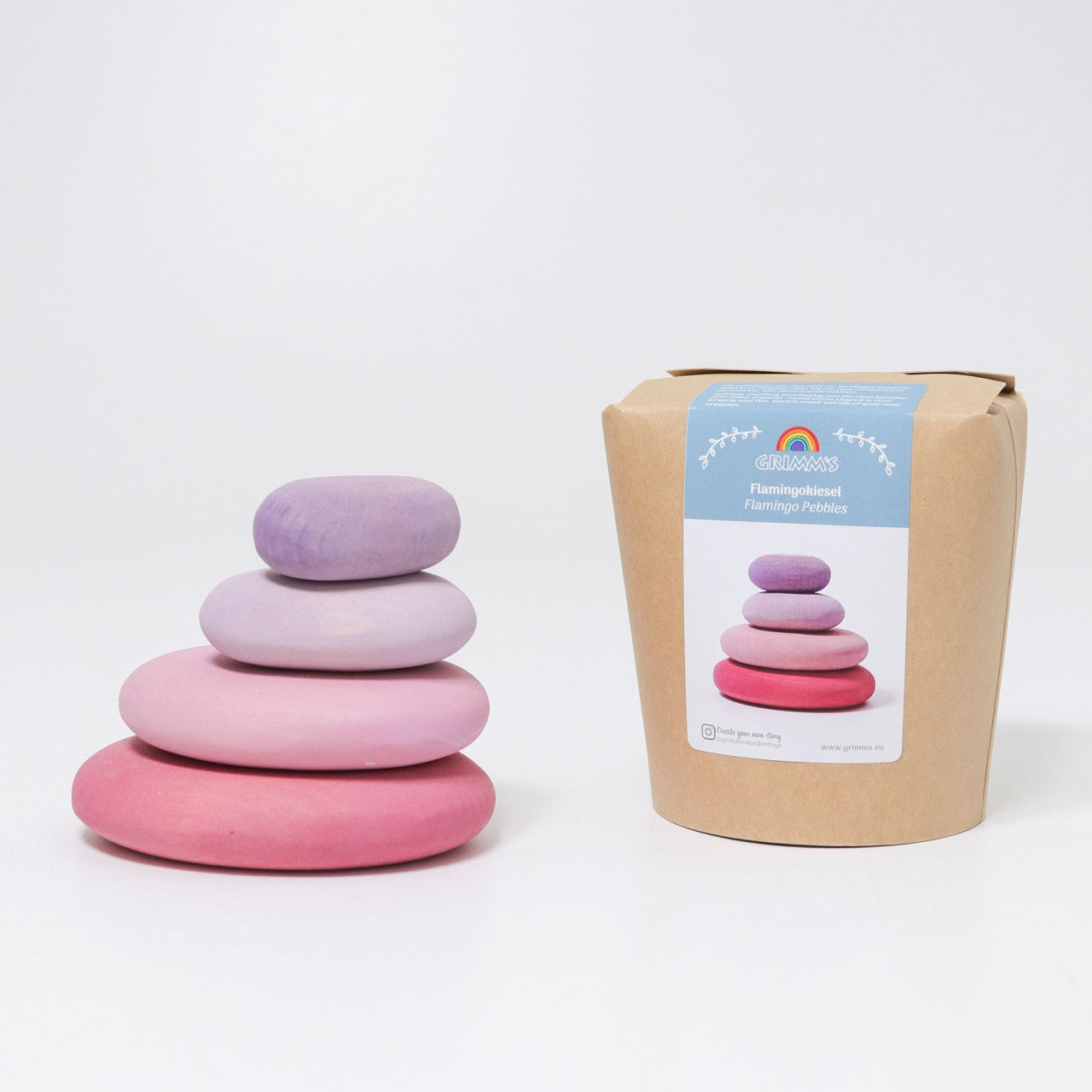 GRIMM’S Flamingokiesel – 4-teiliges Balancespiel aus Holz