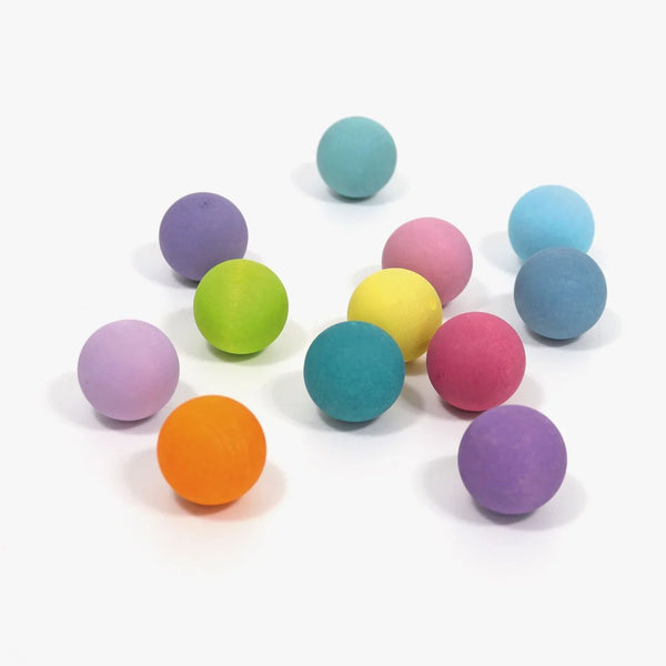 GRIMM’S Kleine Pastellkugeln – 12 bunte Holzkugeln aus Ahorn, Ø 3,5 cm - Makimo - Smart Kids