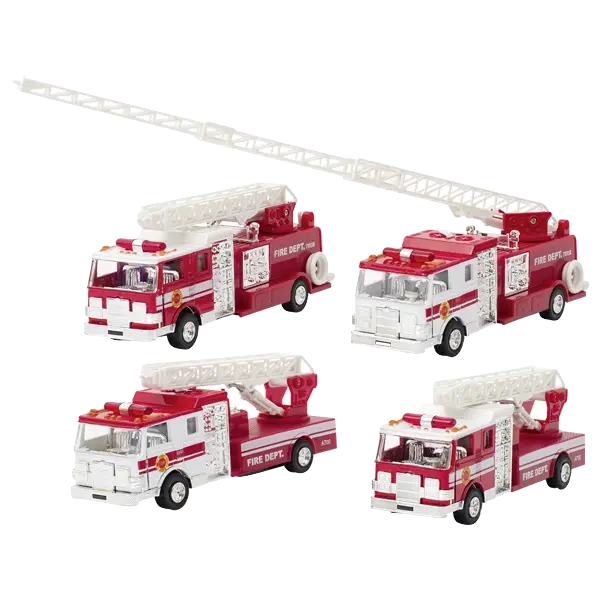 goki Feuerwehrauto mit Licht und Geräusch – Spielzeugauto aus Spritzguss mit Rückzugmotor