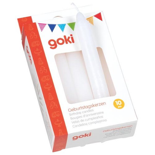 goki Geburtstagskerzen-Set weiß – 10 Kerzen für Geburtstagszüge und -ringe