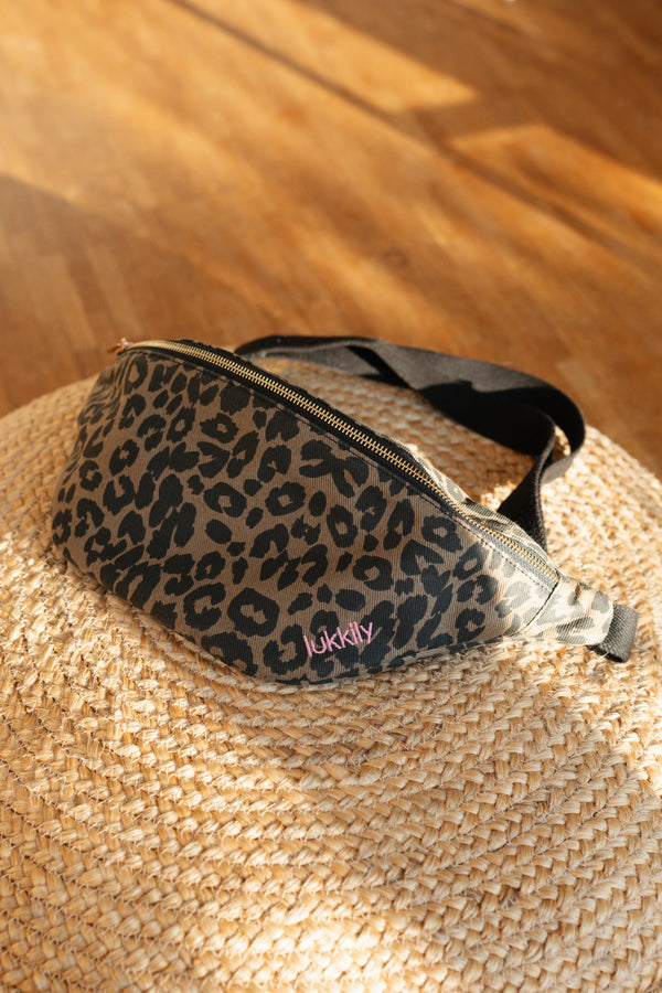 LUKKILY - Belt Bag Big Canvas Leo light brown - Bauchtasche mit Leoprint - Makimo - Smart Kids