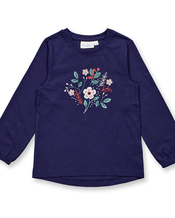 Sense Organics NINA - Langarmshirt in Navy mit Blumendruck