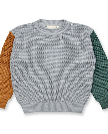 Sense Organics DELIA - Strickpullover - Grau/Salbei/Camel