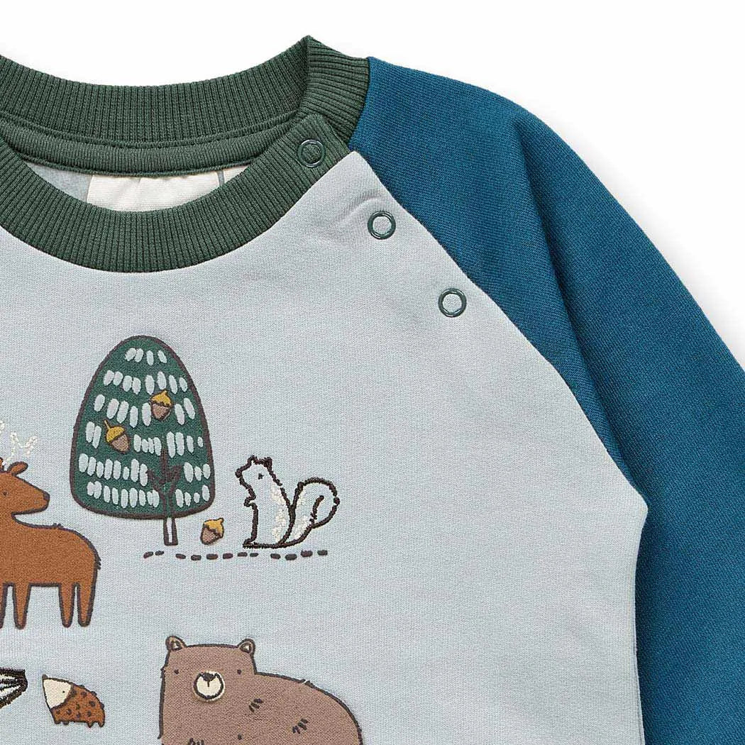 Sense Organics BUDA Baby Sweatshirt Eisgrau Türkis GOTS - Makimo - Smart Kids