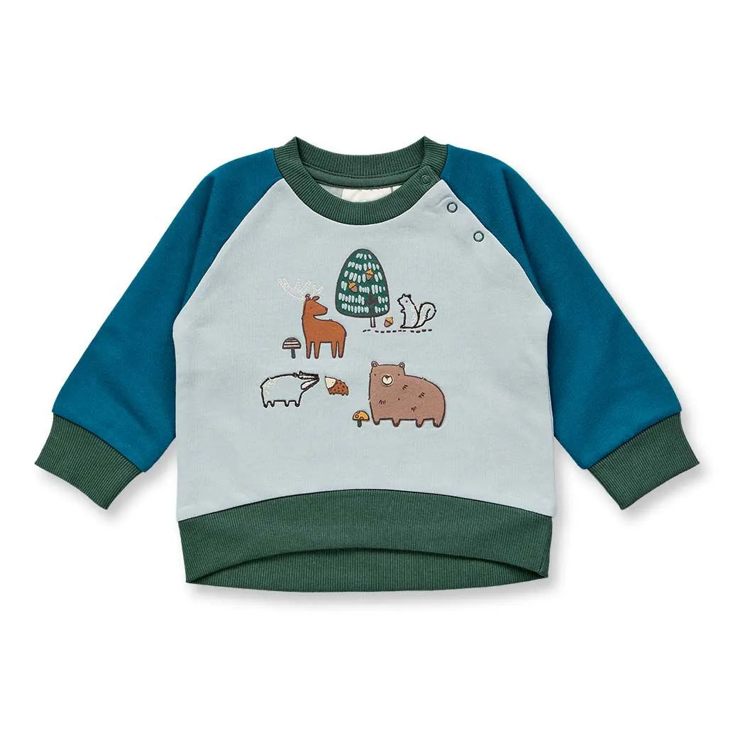 Sense Organics BUDA Baby Sweatshirt Eisgrau Türkis GOTS - Makimo - Smart Kids