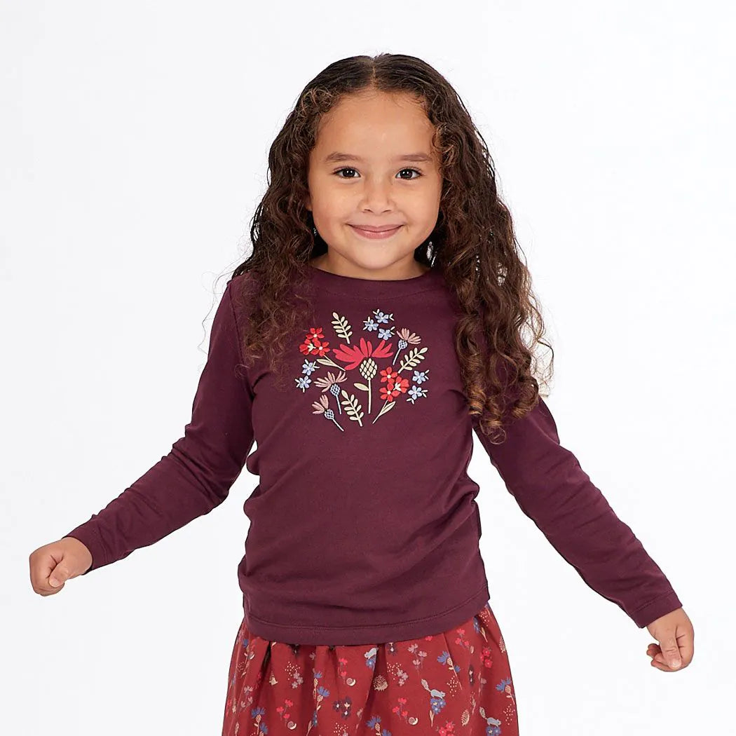 Sense Organics ALUNA Langarmshirt Pflaumenlila Blumen GOTS - Makimo - Smart Kids